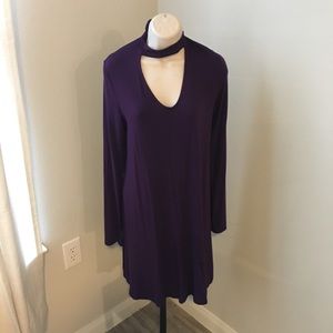 Purple choker shift dress